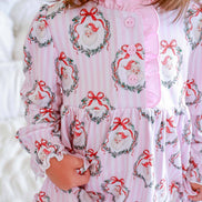 Girls' Long Sleeve Ruffle Christmas Nightgown | Jolly Wreaths