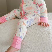 Convertible Bamboo Zip Romper | Little Fossil Pink
