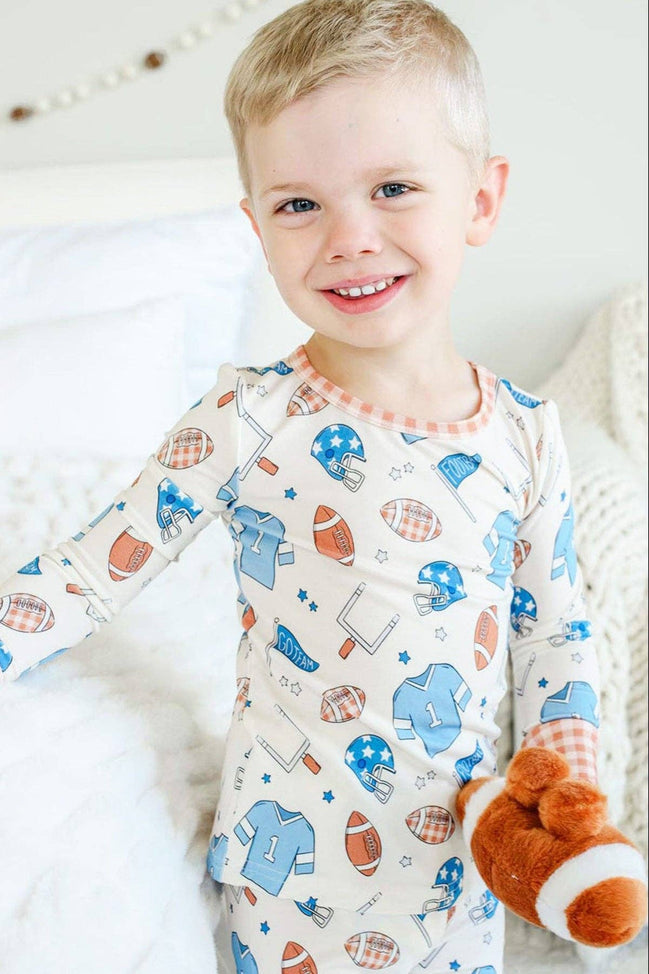 Bamboo Two-Piece Pajama Set | Huddles & Cuddles Blue