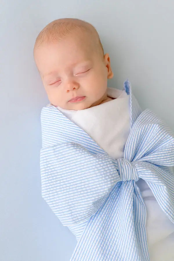 Bow Swaddle - Seersucker