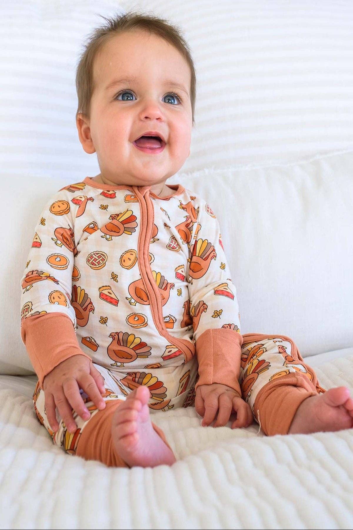 Thanksgiving Bamboo Convertible Zipper Romper | Gobble Gobble
