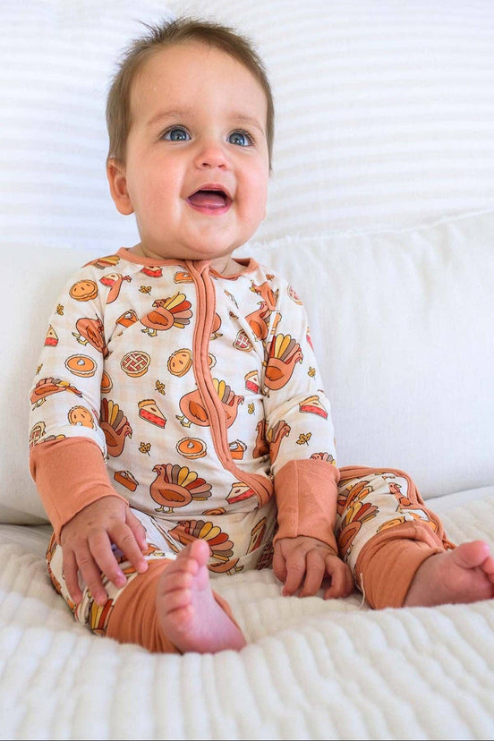 Thanksgiving Bamboo Convertible Zipper Romper | Gobble Gobble