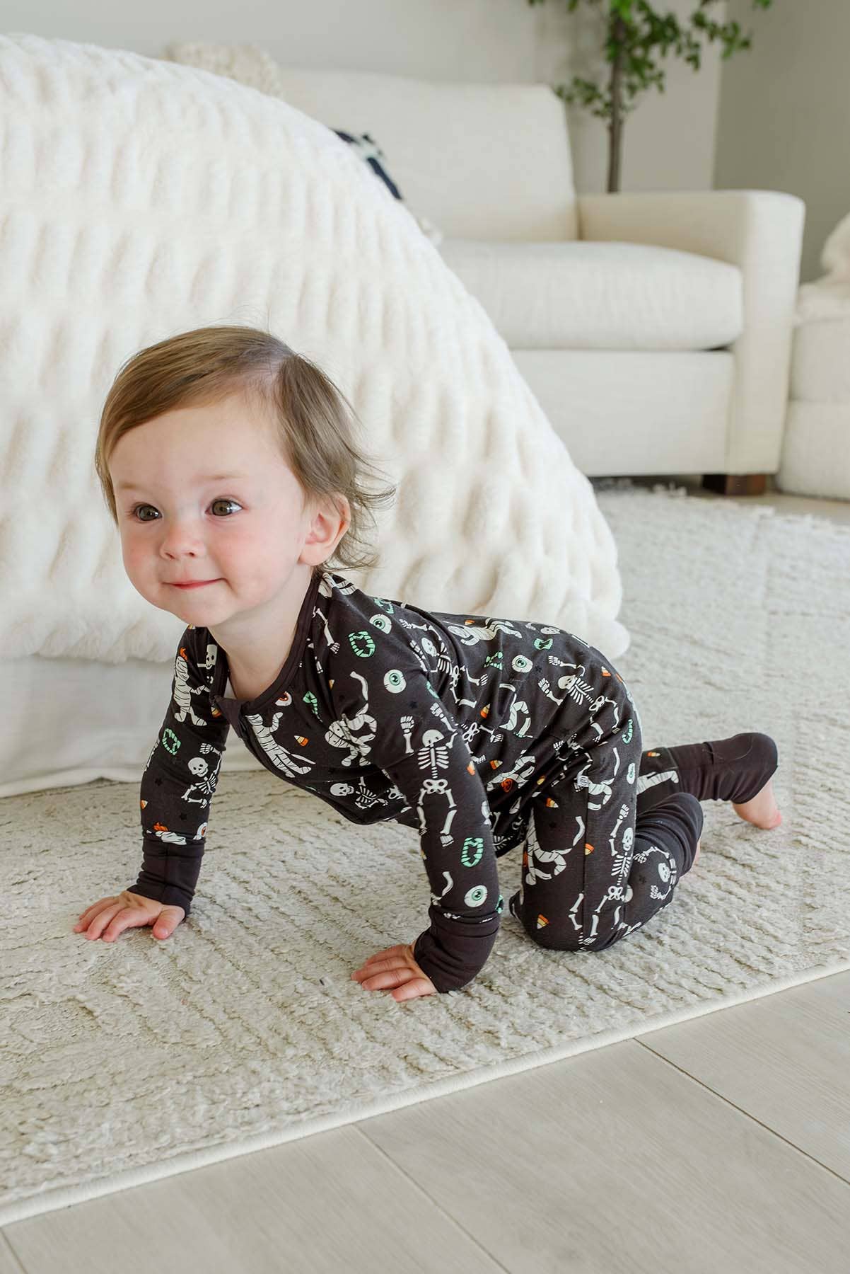 Halloween Glow-in-the-Dark Convertible Bamboo Zip Romper | Eye Want Candy