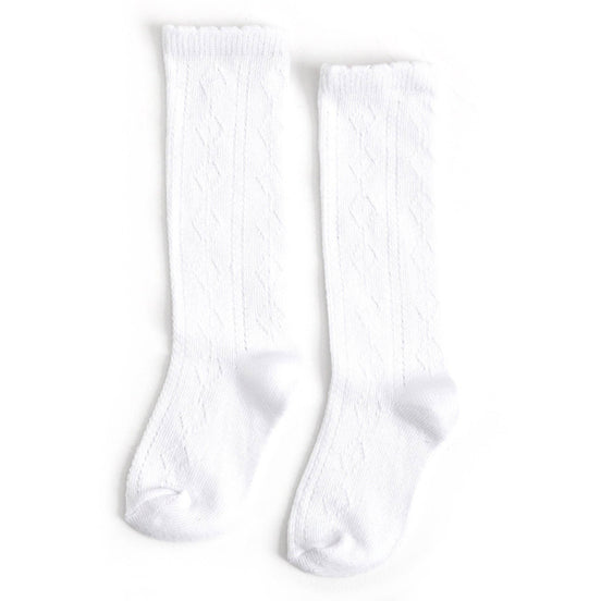 Scalloped Fancy Knee High Socks - White