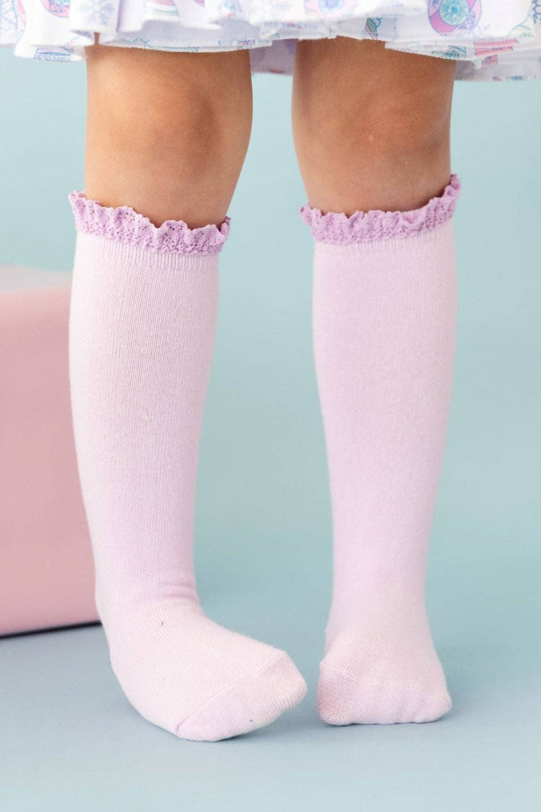 Lilac Lace Top Knee High Socks