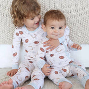 Tiny Touchdowns Two Piece Pajama Set | Neutral
