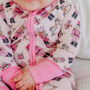 Bamboo Convertible Zipper Romper | Toy Soldier Pink