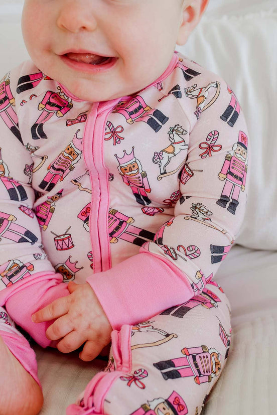 Bamboo Convertible Zipper Romper | Toy Soldier Pink