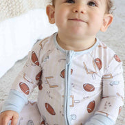 Tiny Touchdowns Convertible Zip Romper | Neutral