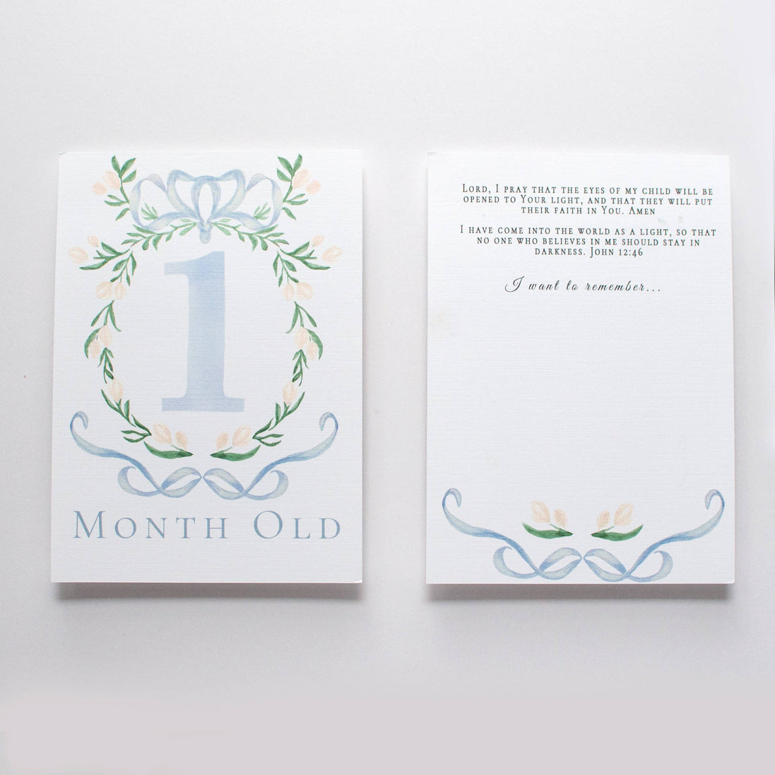 Baby Milestone Scripture Cards for Memory Keeping/ baby book (Blue)