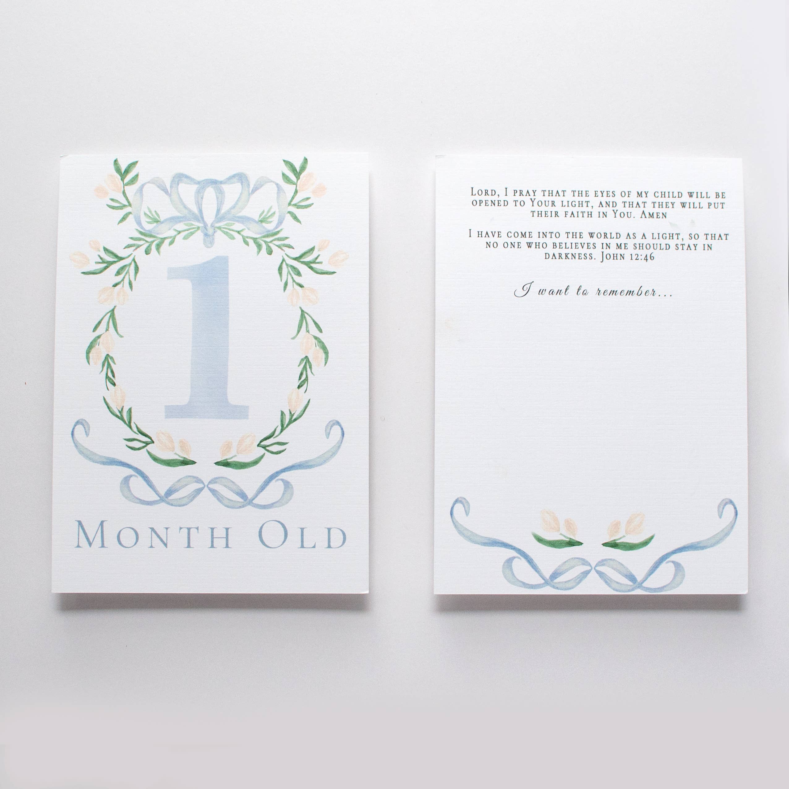 Baby Milestone Scripture Cards for Memory Keeping/ baby book (Blue)