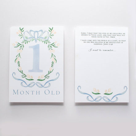 Baby Milestone Scripture Cards for Memory Keeping/ baby book (Blue)
