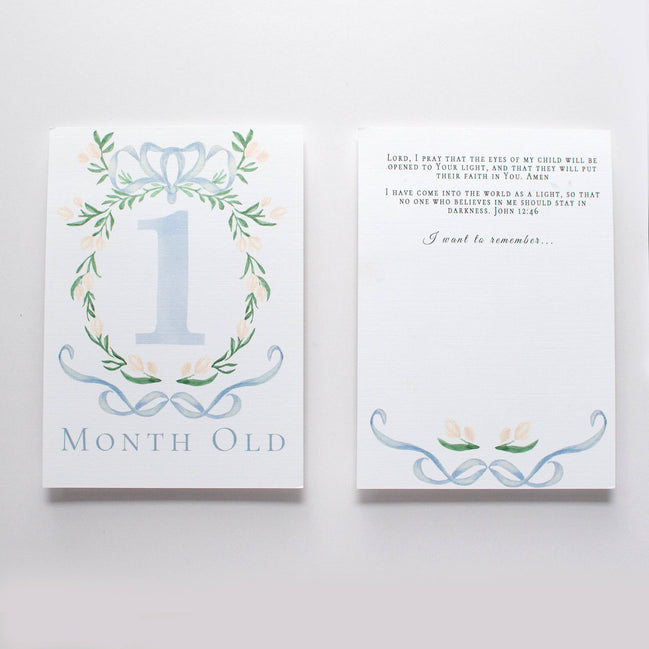 Baby Milestone Scripture Cards for Memory Keeping/ baby book (Blue)