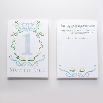 Baby Milestone Scripture Cards for Memory Keeping/ baby book (Blue)