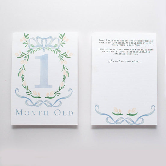 Baby Milestone Scripture Cards for Memory Keeping/ baby book (Blue)