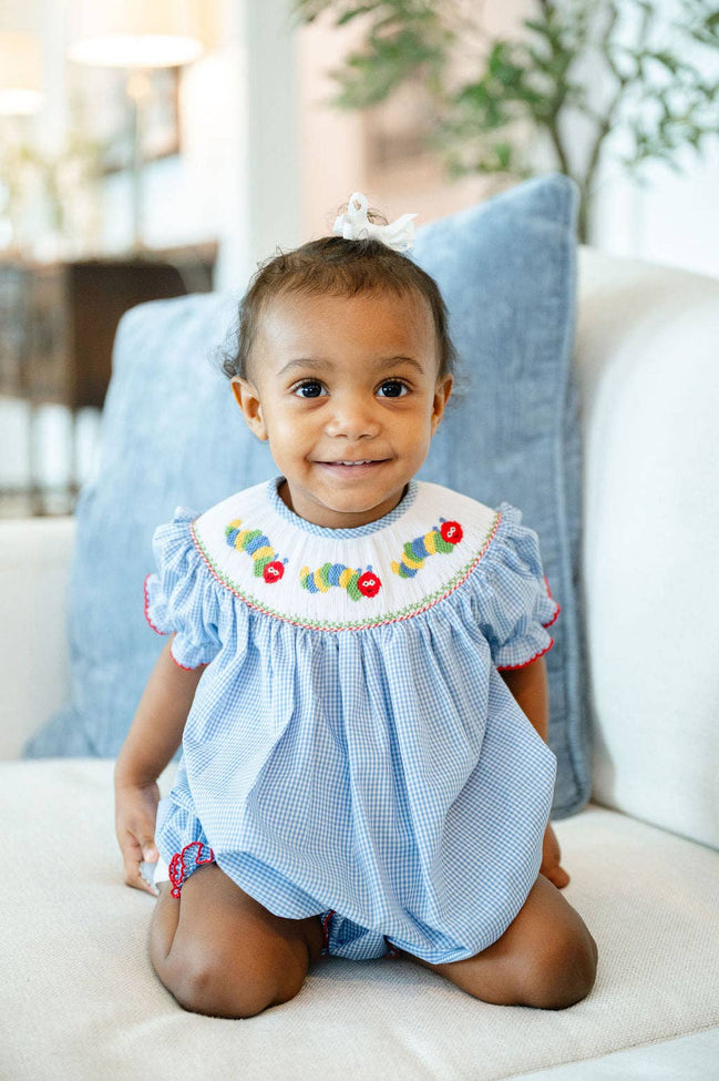 Back to School Caterpillar Smocked Birdie Bubble