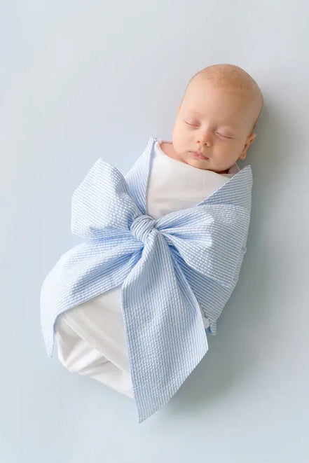 Bow Swaddle - Seersucker
