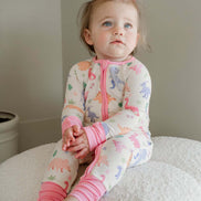 Convertible Bamboo Zip Romper | Little Fossil Pink
