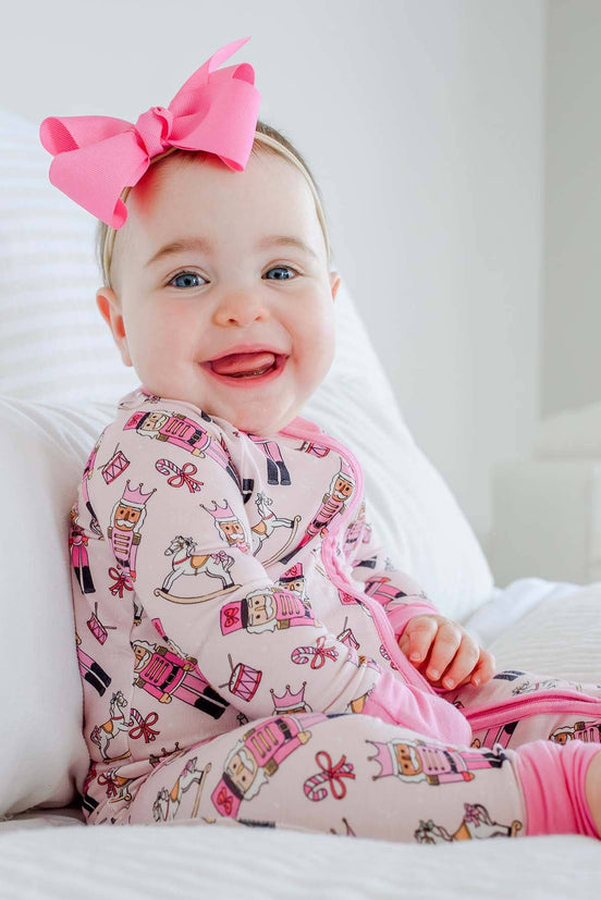 Bamboo Convertible Zipper Romper | Toy Soldier Pink