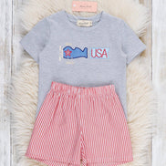 Freedom Flight Embroidered Striped Cotton Outfit