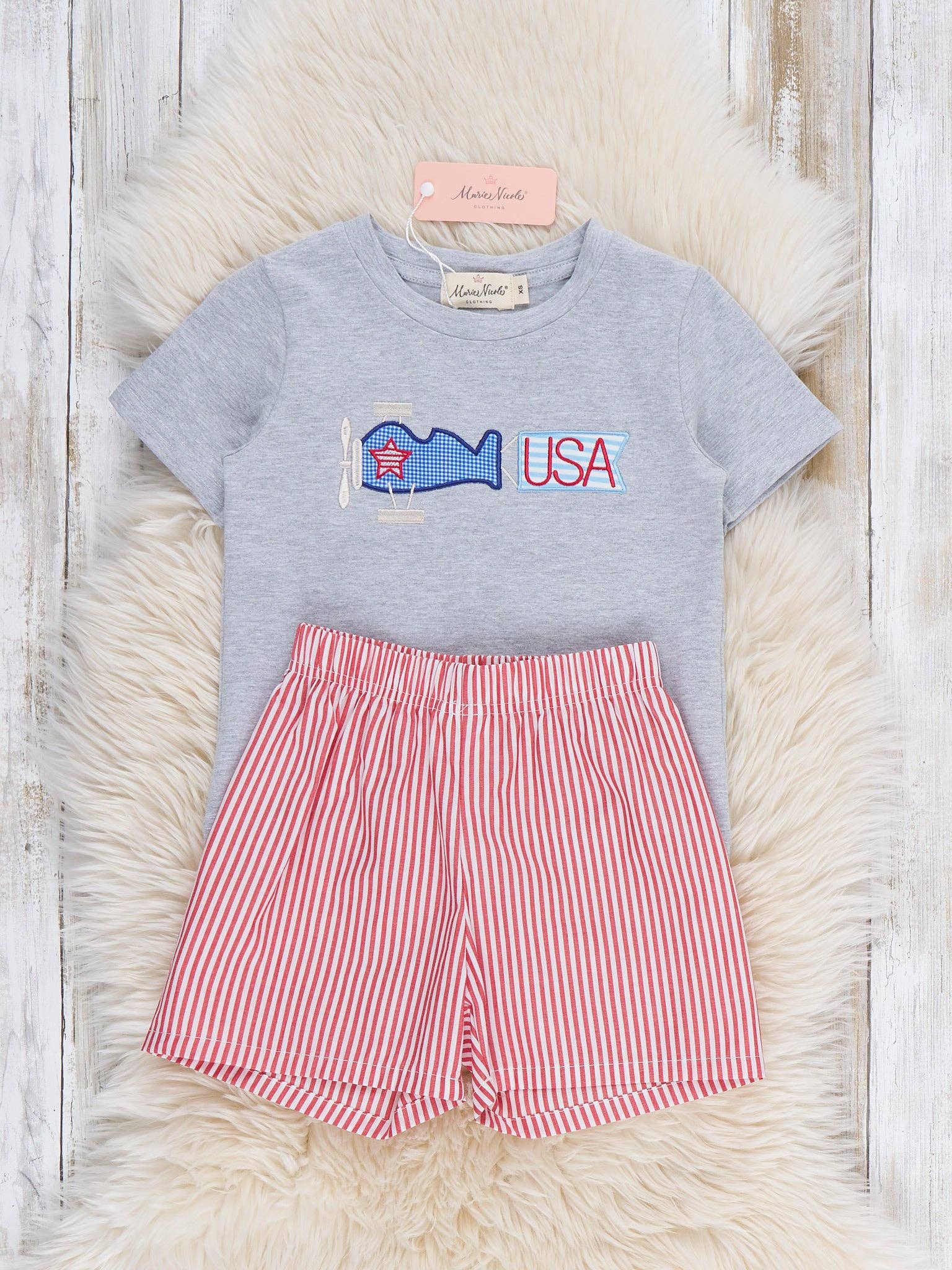 Freedom Flight Embroidered Striped Cotton Outfit