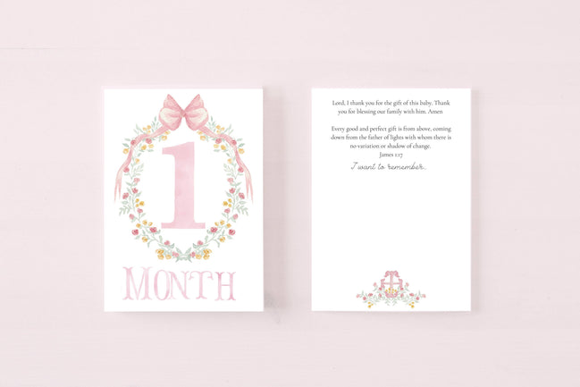 Baby Milestone Scripture Cards for Memory Keeping/ baby book (Pink)