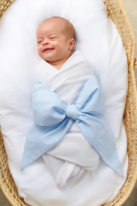 Bow Swaddle - Seersucker