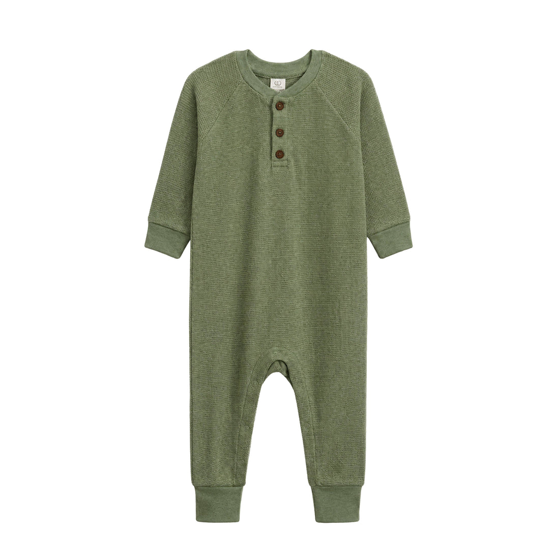 Crosby Waffle Knit Henley Romper - Fern
