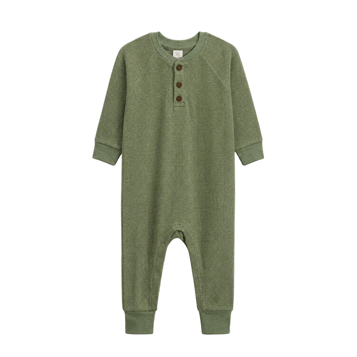 Crosby Waffle Knit Henley Romper - Fern