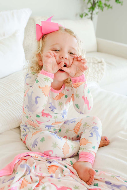Two-Piece Bamboo Pajama Set | Little Fossil Pink