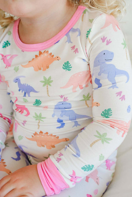Two-Piece Bamboo Pajama Set | Little Fossil Pink