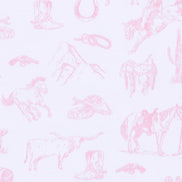 Wild West Toile Gathered Gown - Pink