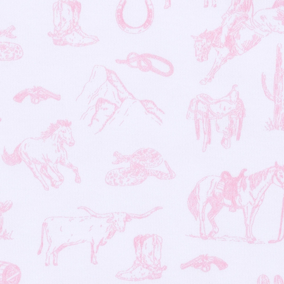 Wild West Toile Gathered Gown - Pink