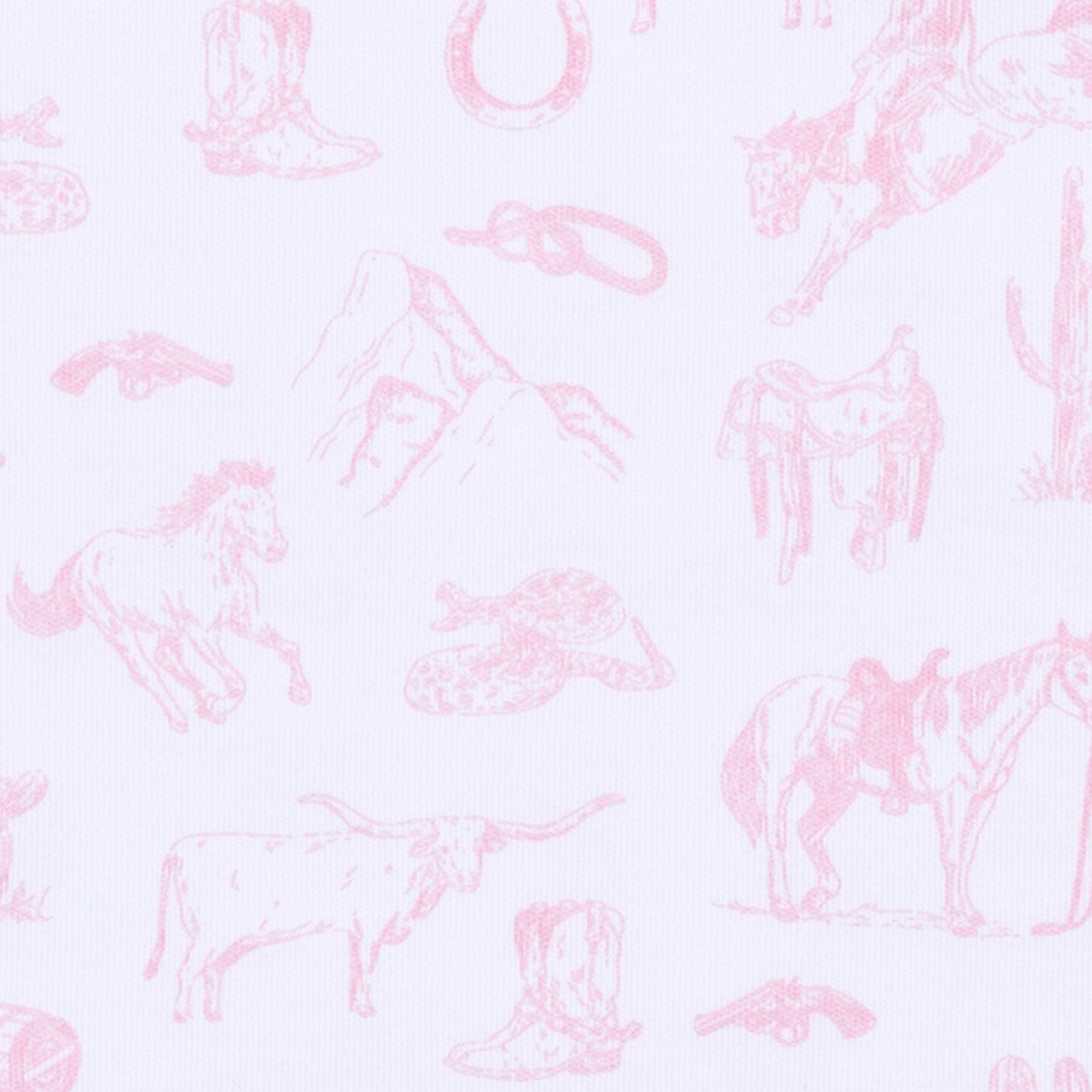Wild West Toile Gathered Gown - Pink