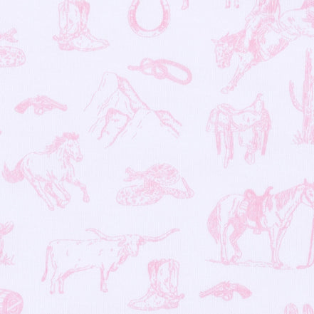 Wild West Toile Gathered Gown - Pink