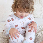 Tiny Touchdowns Two Piece Pajama Set | Neutral