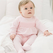 Essentials Solid Pink Smocked Footie