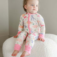 Convertible Bamboo Zip Romper | Little Fossil Pink