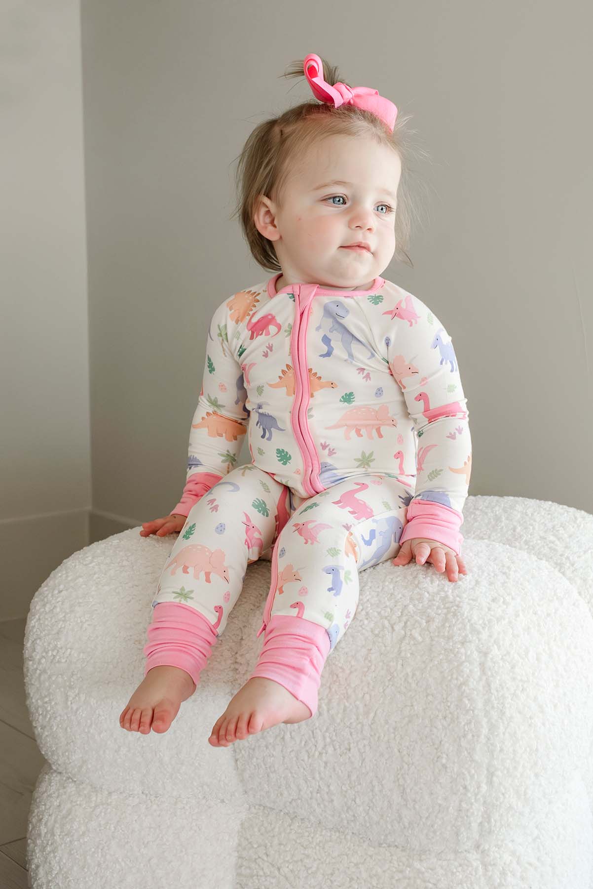 Convertible Bamboo Zip Romper | Little Fossil Pink
