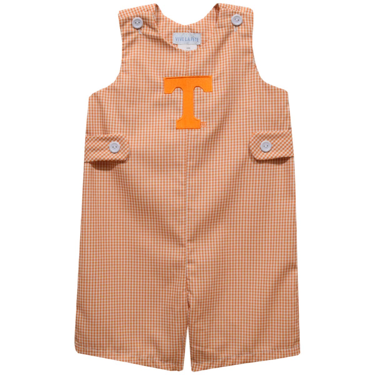 Tennessee Vols Jon Jon - Embroidered Orange Gingham Boys