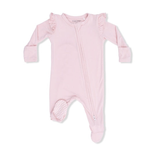 Solid Lotus - 2 Way Ruffle Sleeve Zipper Footie