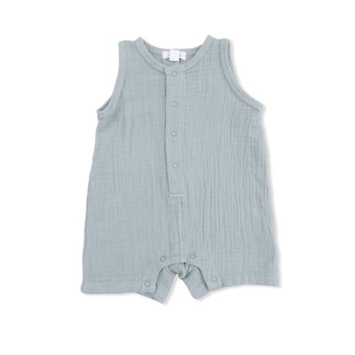 Solid Muslin Jadeite - Sleeveless Shortie Romper