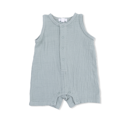 Solid Muslin Jadeite - Sleeveless Shortie Romper