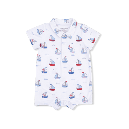 Bubbly Sailboats Blue - Polo Shortie