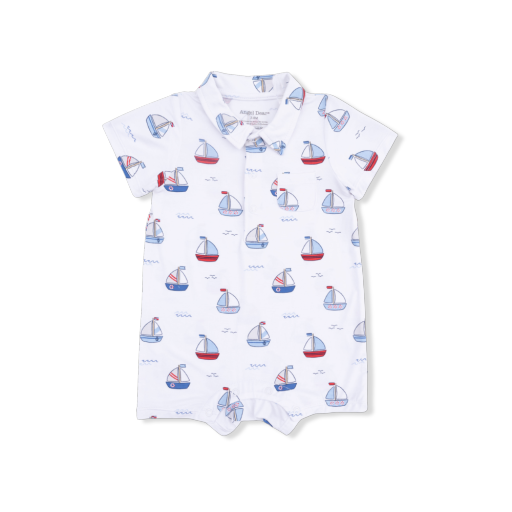 Bubbly Sailboats Blue - Polo Shortie